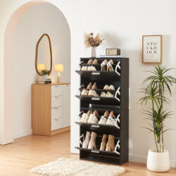 [en. casa] Pantofar Sykkylven cu 4 clapete, 134x60x24 cm, negru, [en. casa] (88502509) Pantofar