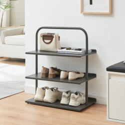 [en. casa] Raft pentru pantofi Poytya din otel, 3 polite, antracit, 73x60x32 cm (88643870) Pantofar