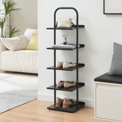 [en. casa] Pantofar metalic Poytya cu 5 rafturi, 119x34x32 cm, negru (88643877) Pantofar