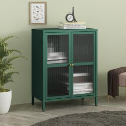 [en. casa] Bufet sideboard Säkylä verde pin cu sticla striata, 84x64x35 cm (88825125) Comoda