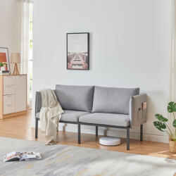 [en. casa] Canapea 2 locuri Kamar gri, cu buzunare laterale, 158x63 cm (88640754) Canapea