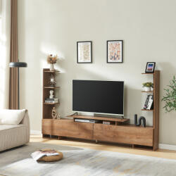 [en. casa] Comoda TV Rauki cu rafturi laterale, 233x31x141 cm, finisaj nuc (87744240)