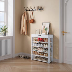 [en. casa] Pantofar alb cu sertar si 5 rafturi Boppeelo, 94x75x30 cm (90388832) Pantofar