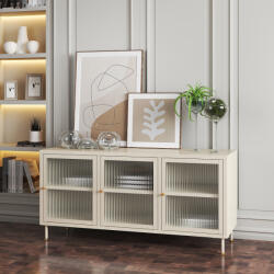 [en. casa] Comoda TV Lindau din otel, crem, 120x40x59 cm, 3 usi (84582680)