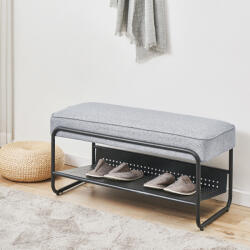 [en. casa] Bancheta pentru pantofi Lillehammer 90x37x42 cm, gri, cu sezut tapitat (87130487)