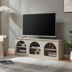 [en. casa] Comoda TV Trorhun gri 140x38x48 cm cu 6 compartimente deschise (89302872)