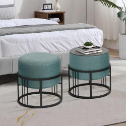 [en. casa] Set 2 taburete rotunde cu functie masa, verde, design modern (88506726)