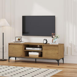 [en. casa] Comoda TV Kistiandi 140x40x50 cm, stejar închis, cadru metalic (88919096)