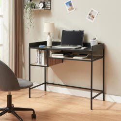 [en. casa] Birou Belana 100x43x82 cm, negru cu aspect de stejar, 2 polite (89302873)