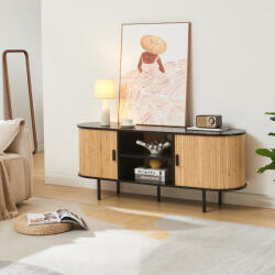 [en. casa] Comoda TV Tvedestrand 140x40x55 cm din bambus, negru/natur (88849451)