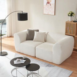 [en. casa] Canapea modulara 2 locuri Hurvas, bouclé crem, [en. casa] (88853715) Canapea