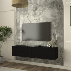 [en. casa] Comoda TV suspendata Verpsboga 135x32x30 cm, neagra, front 3D (90382526)