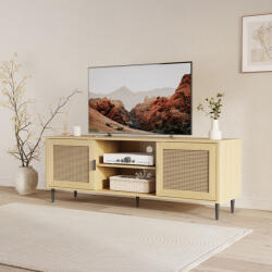 [en. casa] Comoda TV Lukhomso 152x40x54 cm, aspect stejar si ratan (90155289)