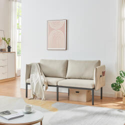 [en. casa] Canapea 2 locuri Kamar, bej, cu buzunare laterale, 158x63 cm (88640753) Canapea