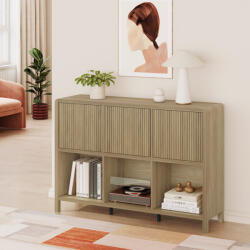 [en. casa] Comoda living Lukkodso 110x30x76, 5 cm, stejar rustic, 3 usi (90139659) Comoda