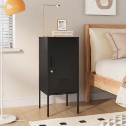 [en. casa] Noptiera metalica neagra Hausjärvi 82x35x35 cm cu usa încuiabila (86194197)