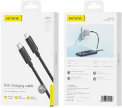 FONENG kábel XS07 USB-C - Lightning PD 27W 1.2M Fekete