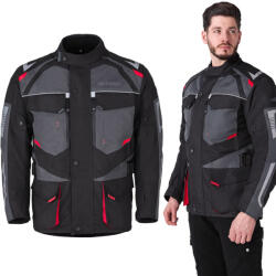  Férfi motoros kabát W-TEC Burdys Evo fekete-szürke-piros 3XL