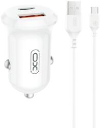 XO CC69 Mini Smart autós töltő + Type-C kábel (Fehér) - 30W, A+C, NB103 szett
