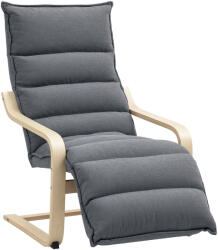  HOMCOM Fotoliu Ergonomic Lemn și Catifea Suport pentru Picioare Reglabil Gri Închis