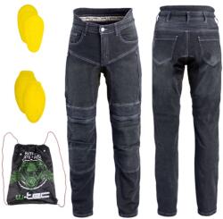  Férfi motoros farmer W-TEC Biterillo Evo, sztreccs panelek, rugalmas anyag, hálós bélés, aramidszál erősítés fekete XL, meghosszabbított hossz