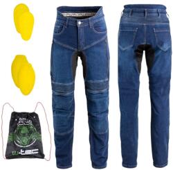  Férfi motoros farmer W-TEC Biterillo Evo, sztreccs panelek, rugalmas anyag, hálós bélés, aramidszál erősítés 6XL kék