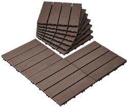  10 darabos Teno® teraszlap készlet, fa mozaik, tartós, egymásba illeszthető, PVC, 30 x 30 cm, rózsaszínes szürke színű