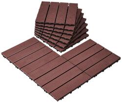  10 darabos Teno® terasz csempe készlet, fa mozaik, tartós, egymásba illeszthető, PVC, 30 x 30 cm, rózsaszínes színű