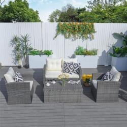 Kring Summer Bali Kerti/terasz bútorkészlet, asztal, kanapé, 2 fotel, krém szín