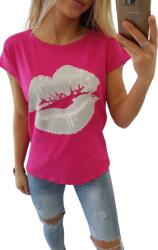  Női blúz, ajakmintás, fukszia, pamut, univerzális szett, One Size INTL (35845556)