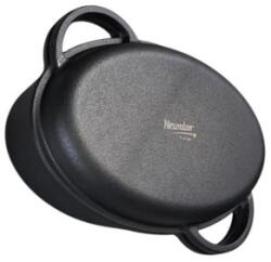 Newalor Set 2 x Tava din Fonta pentru Rata, cu Capac si Maner, 38 x 26 x 12 cm, Neagra, Newalor (RAM-2xMRK-NW26)