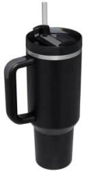 Newalor Set 2 x Cana Termica din Inox cu Paie, Perete Dublu, 1183 ml, Negru, Newalor (RAM-2xMRK-NW17Black)