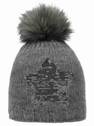  Lányka sapka, szürke, flitteres applikációval, pomponnal, 15% gyapjú, 75% poliakrilnitril, 10% alpaka (hurtimex_4061375146515)