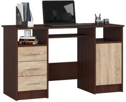 Brius Birou computer pal 3 sertare si dulap, 124x52x74 cm, polita tastatura, wenge si stejar sonoma (AK-26929963-2/2)