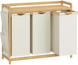 Brius Cos rufe cu 3 compartimente si raft superior din bambus, 3 x 50 litri, saci detasabili, 94x33x78 cm, maro natur (EZ-RLH115W01)