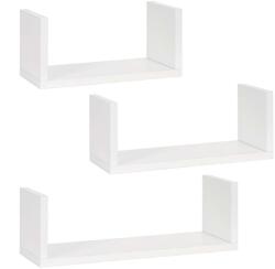 Brius Set 3 rafturi perete mdf decorative organizare 30 45 60 cm, 15 cm adancime, design modern, alb (HF-0051)