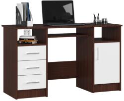 Brius Birou computer pal 3 sertare si dulap, 124x52x74 cm, polita tastatura, maro wenge si alb (AK-26929956-2/2)