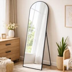 Brius Oglinda podea, cu rama aluminiu si sticla securizata, design curbat, 150x40 cm, negru (EZ-LFM035B01)