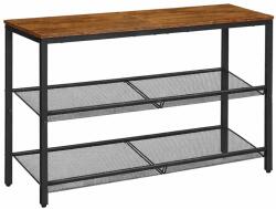 Brius Etajera pantofi 3 niveluri rafturi metalice reglabile blat superior, 75x28x53 cm, maro rustic (EZ-LBS043KD01) Pantofar