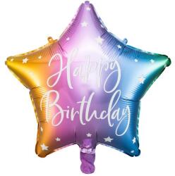 Party Boldog születésnapot csillag fólia lufi, többszínű, 40 cm (FB93-000)