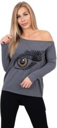  Női blúz, grafit, mintás, hosszabb hátú, One Size INTL (9315)
