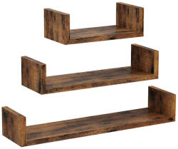 SONGMICS Vintage U-alakú Fali Polc Szett 30/45/60 cm Rusztikus Barna