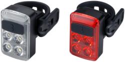 BBB Cycling Cycling kerékpáros lámpa szett BLS-237 Slide, 50 és 16 lumen (első és hátsó), 5 mód, micro USB tölthető 500mAh akku, gumis felfogatással