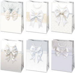 Fehér Bow papír ajándéktasak, ajándékzacskó 23x32x11 cm (PKK766991)