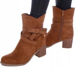 SKOTNICKI Vörös Barna Elegáns Magasszárú Bokacsizma Masnival Cipzáras Női 41 (B-3-Y85 foxy)