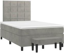 vidaXL világosszürke bársony rugós ágy matraccal 120 x 190 cm (3270469) (3270469)