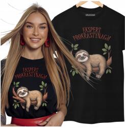 DRUKOMA Vicces Lajhár Női Póló Vicces Feliratos Nyomtatással XX (urodzony do spania zmuszony do pracy kawa tsh)