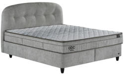 ABC Bedding Pyramid kárpitozott ágyneműtartós ágy - világos szürke + Pyramid táskarugós matrac - Feather Foam, Algua huzat mosható fedőréteggel - 140x200