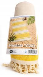  Hamam törölköző 100% Pamut 90x170 cm Könnyű Tengerparti sárga rojtokkal (2535599)
