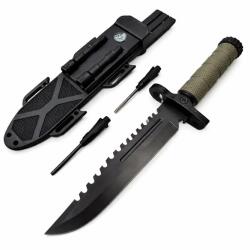 Depox Cutit cu amnar si ascutitor , 32 cm DEPOX® , teaca multifunctionala, verde military (0414)